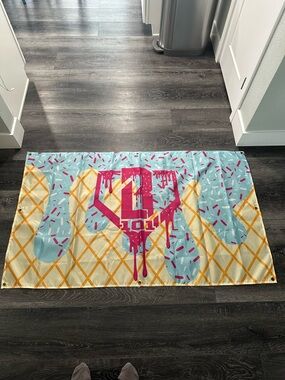 Baseball Lifestyle 101 Flag featuring Ice Cream Cone with Pink Drip Logo
